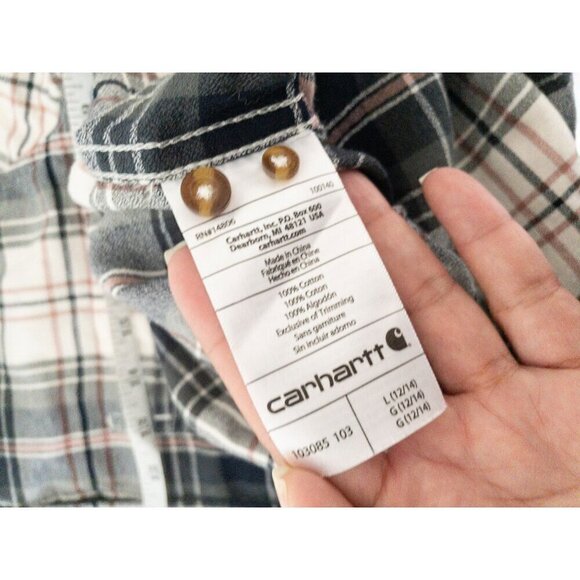 Carhartt Womens Plaid Button-Up Shirt L 100% Cotton Long Sleeve Casual - Picture 7 of 8